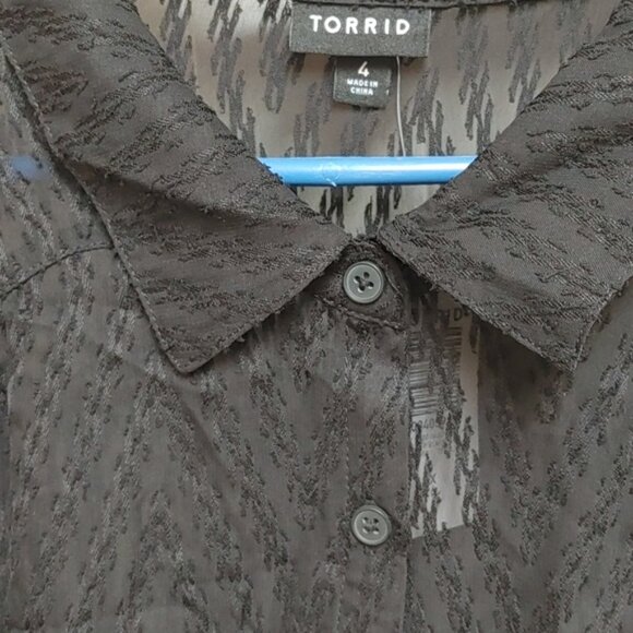 TORRID NWT Plus size 4 black long sleeve buttons down blouse top shirt t… - Picture 4 of 9